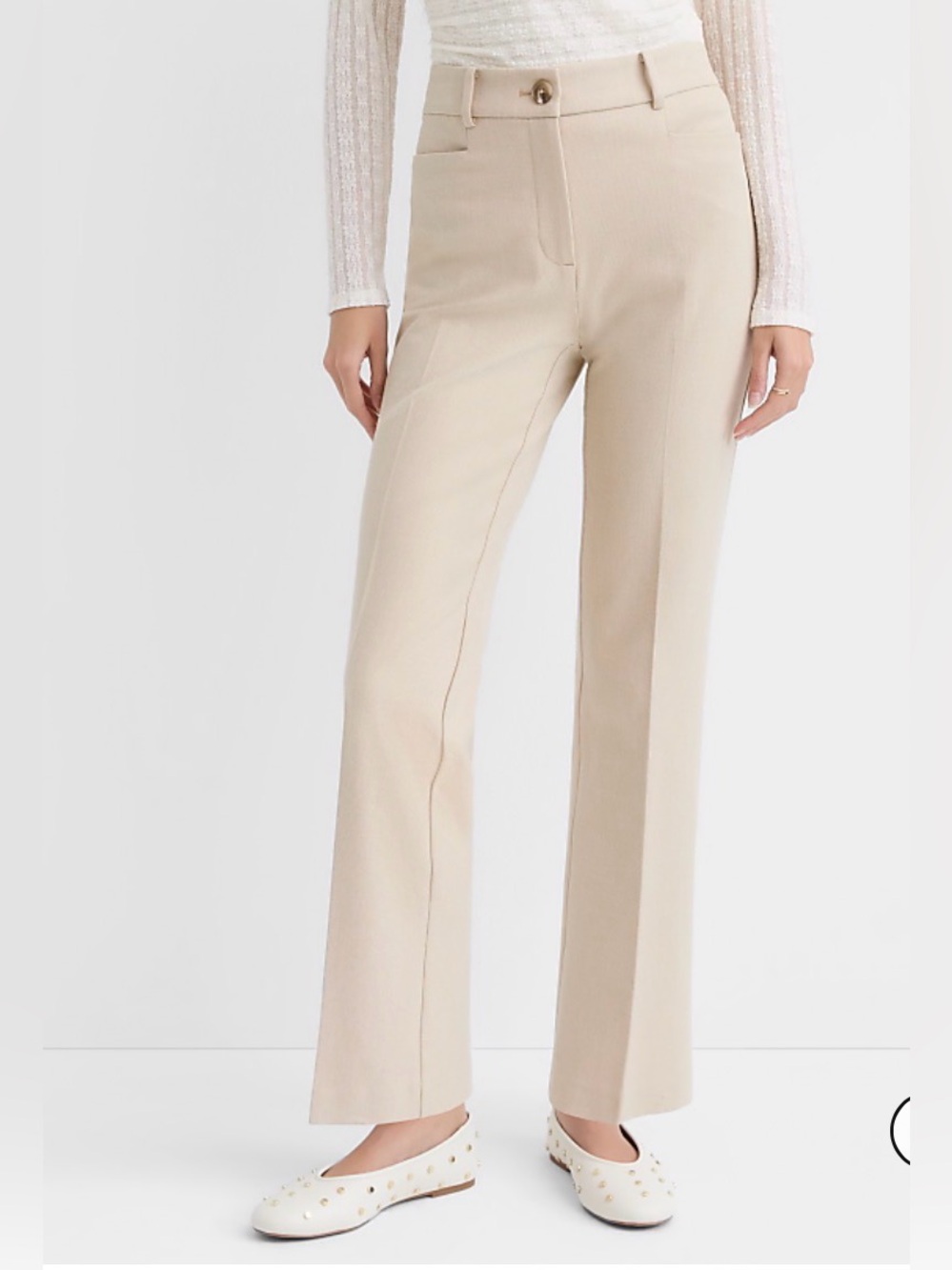 LOFT Parker High Rise Straight-Leg in Texture Beige Dress or Office Pants 10P